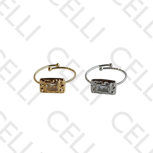 钢制矩形带光泽戒指