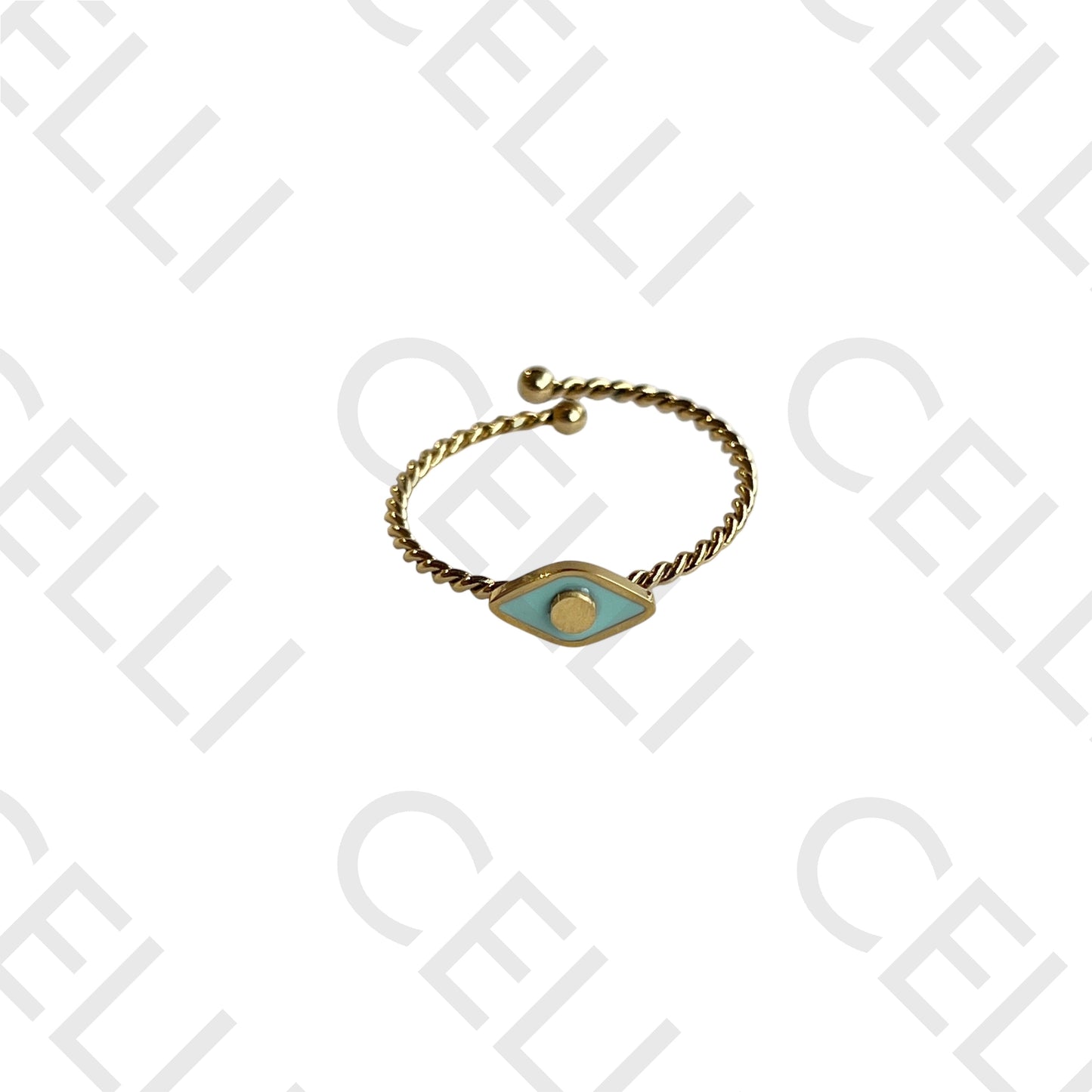 钢制戒指 - 珐琅眼睛