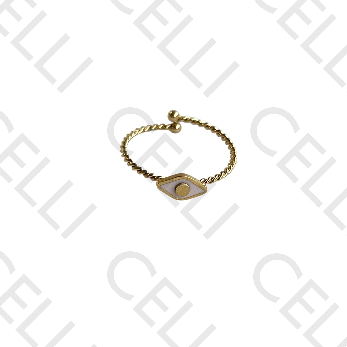 钢制戒指 - 珐琅眼睛