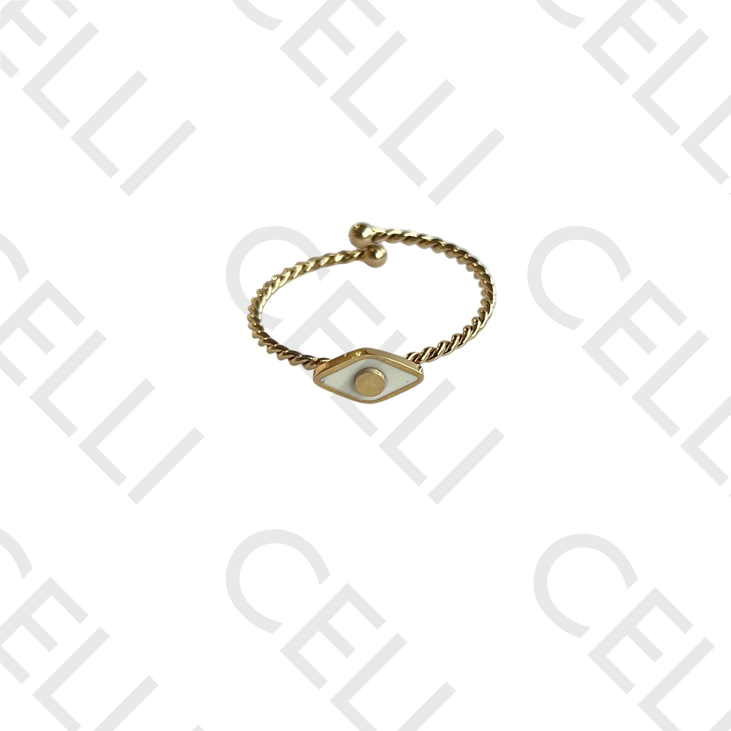 钢制戒指 - 珐琅眼睛