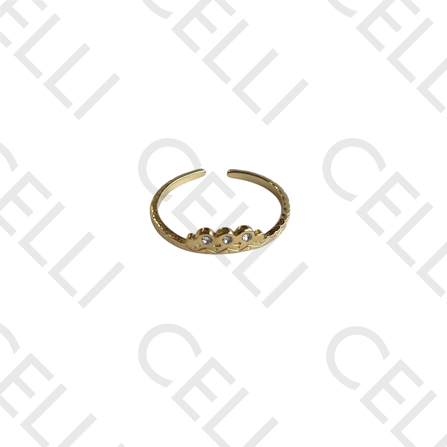 Steel Ring - crown with three brilliants