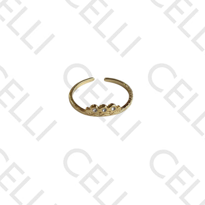 Steel Ring - crown with three brilliants