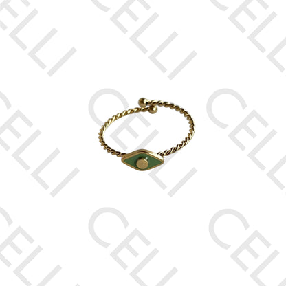 钢制戒指 - 珐琅眼睛