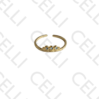 Steel Ring - crown with three brilliants