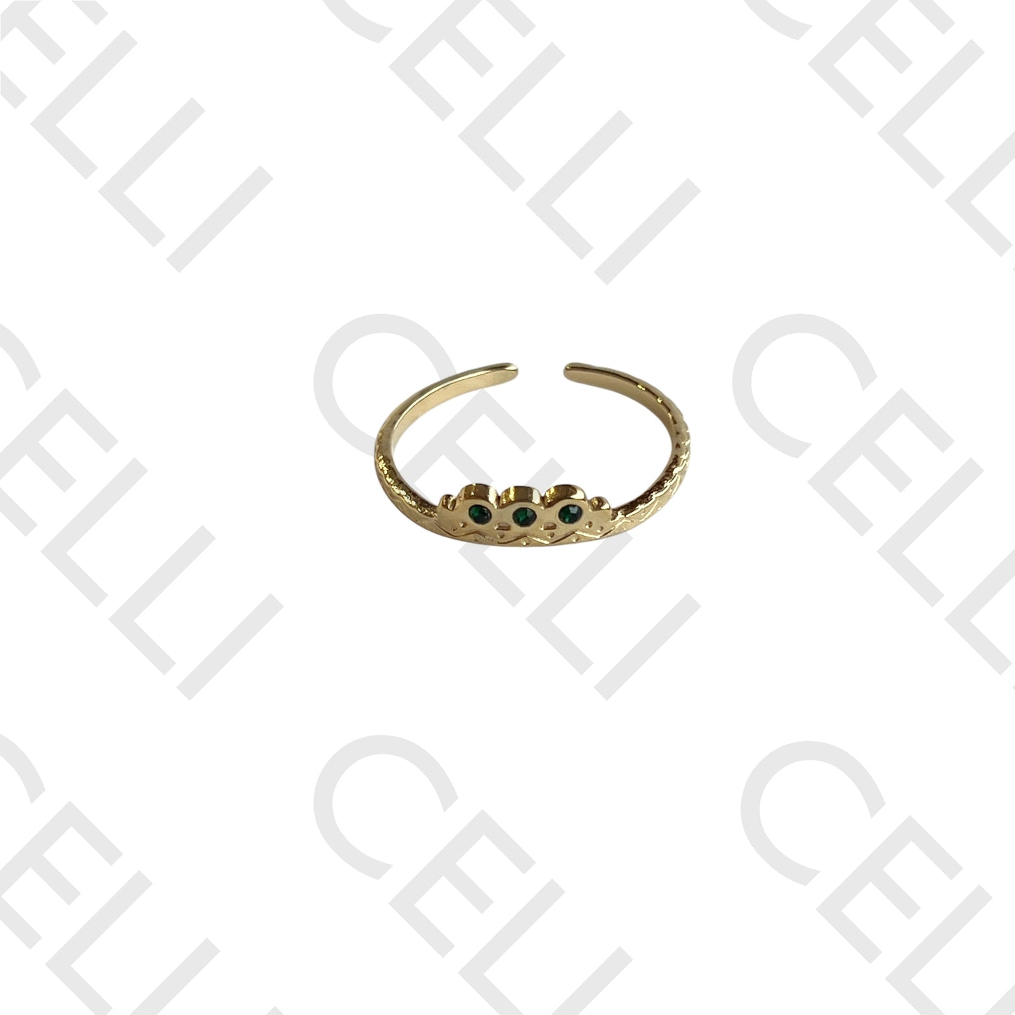 Steel Ring - crown with three brilliants