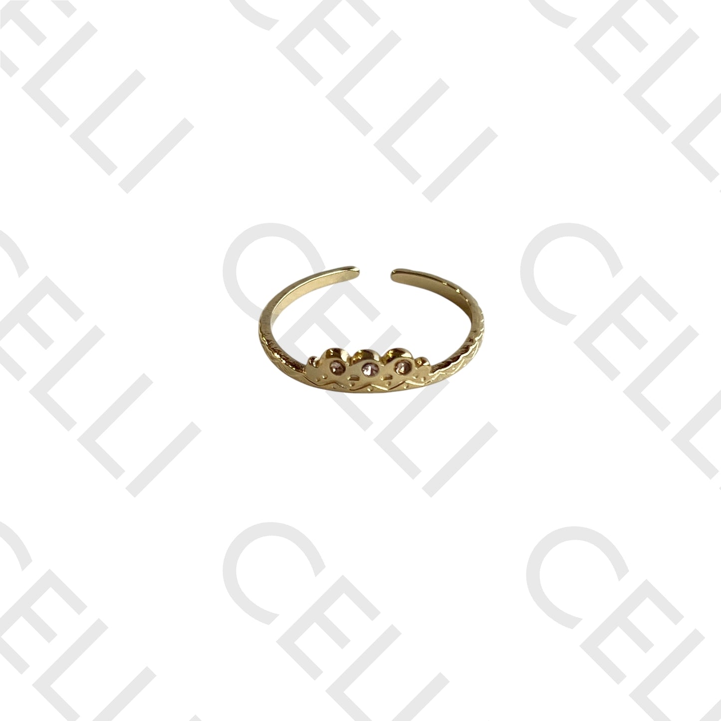 Steel Ring - crown with three brilliants