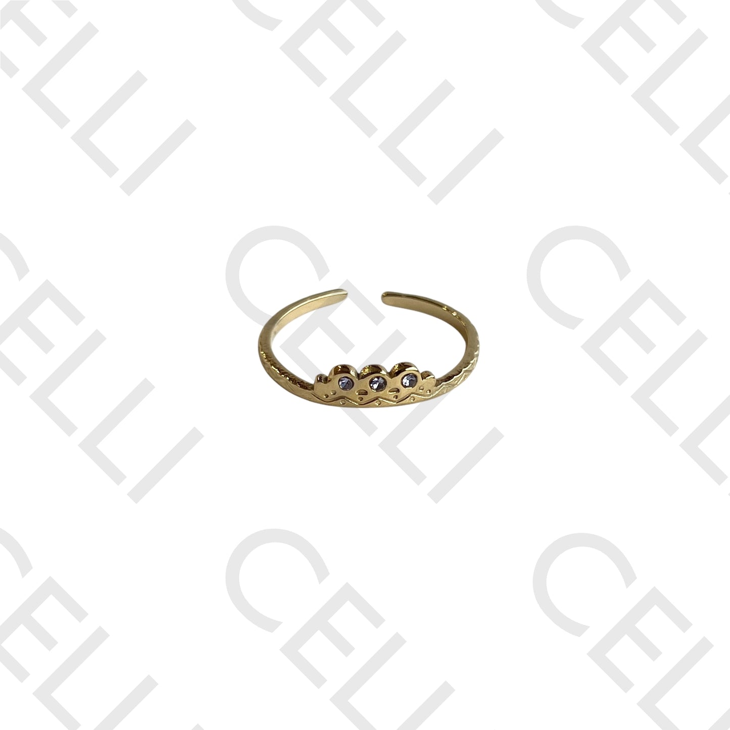 Steel Ring - crown with three brilliants