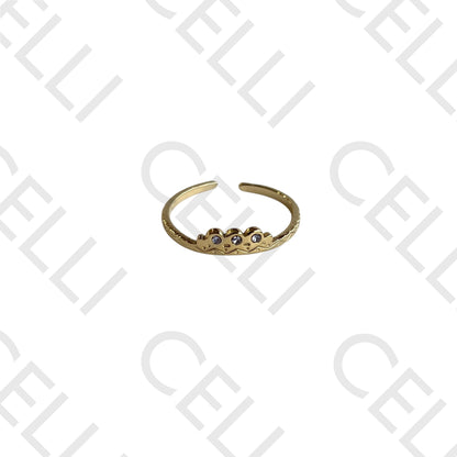 Steel Ring - crown with three brilliants