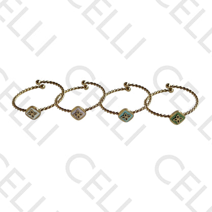 Anel de Aço - trevo esmaltado