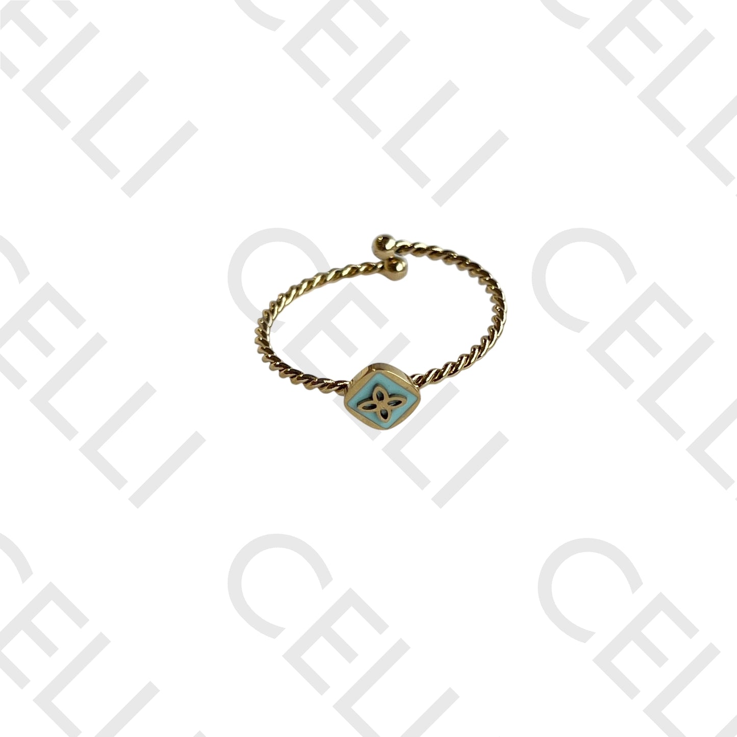 Anel de Aço - trevo esmaltado