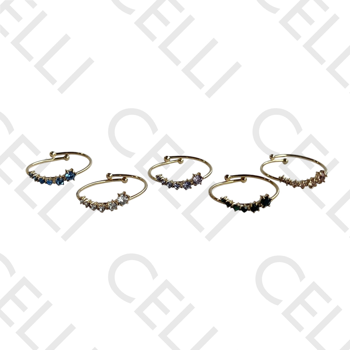 Steel Ring - stars with diamonds