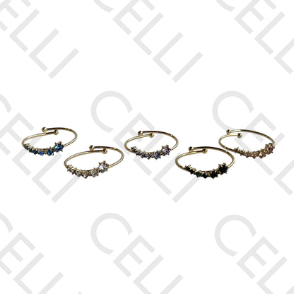 Steel Ring - stars with diamonds