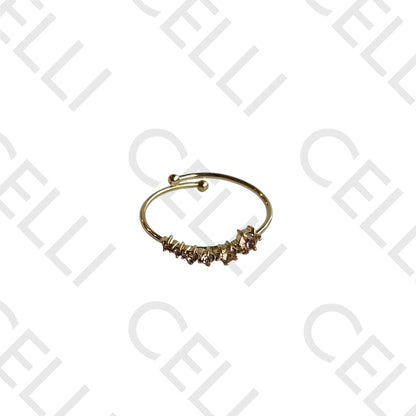 Steel Ring - stars with diamonds