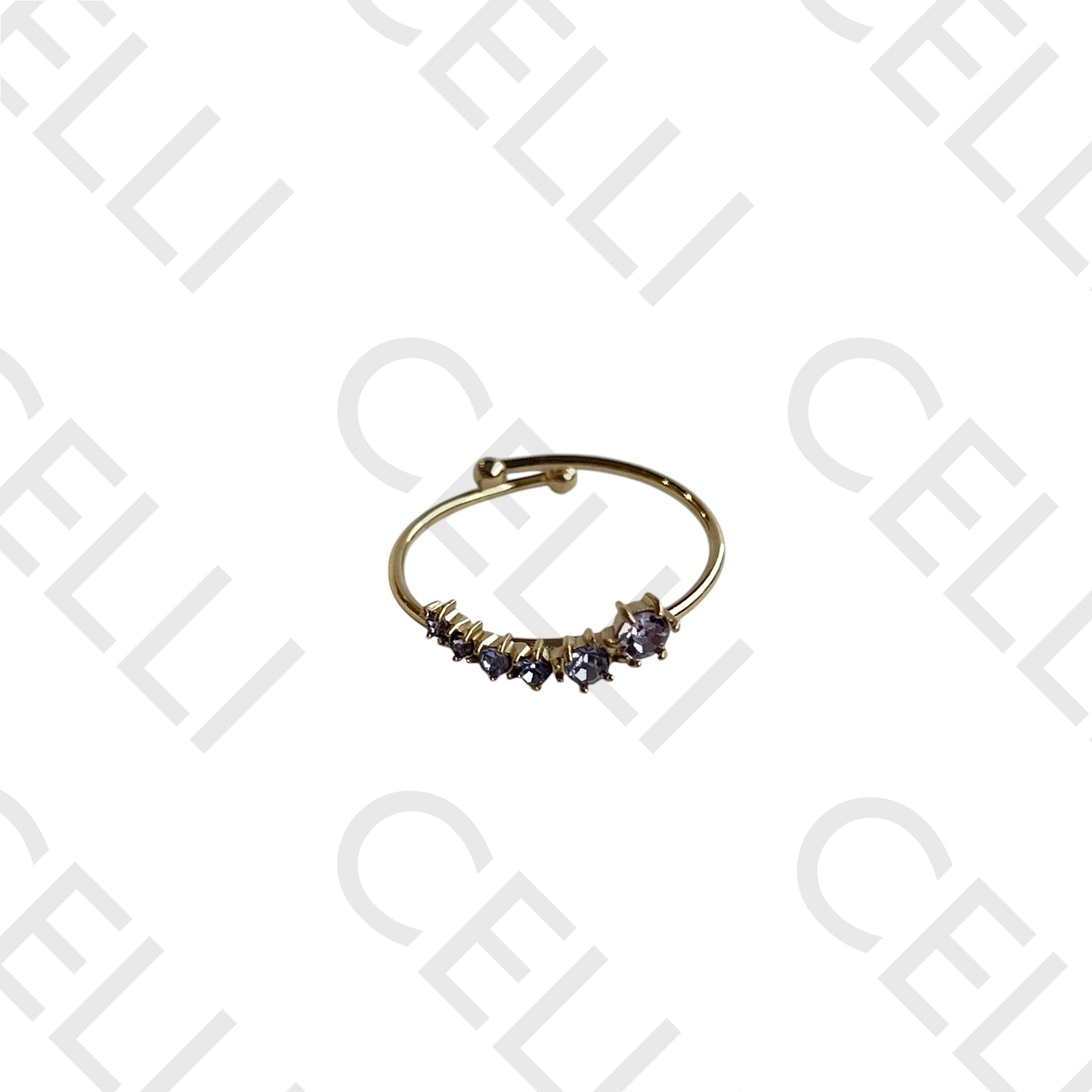 Steel Ring - stars with diamonds