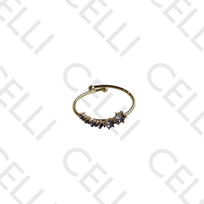 Steel Ring - stars with diamonds