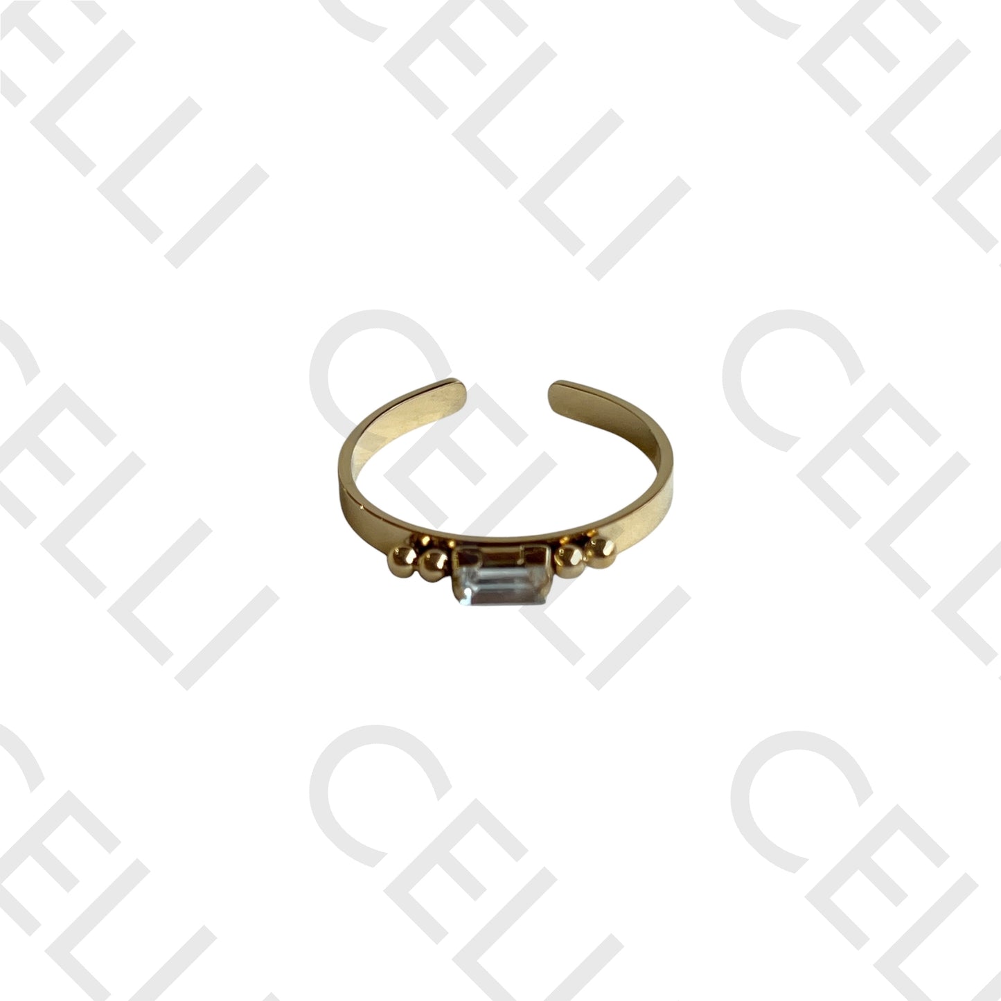 不锈钢戒指 - 闪耀矩形