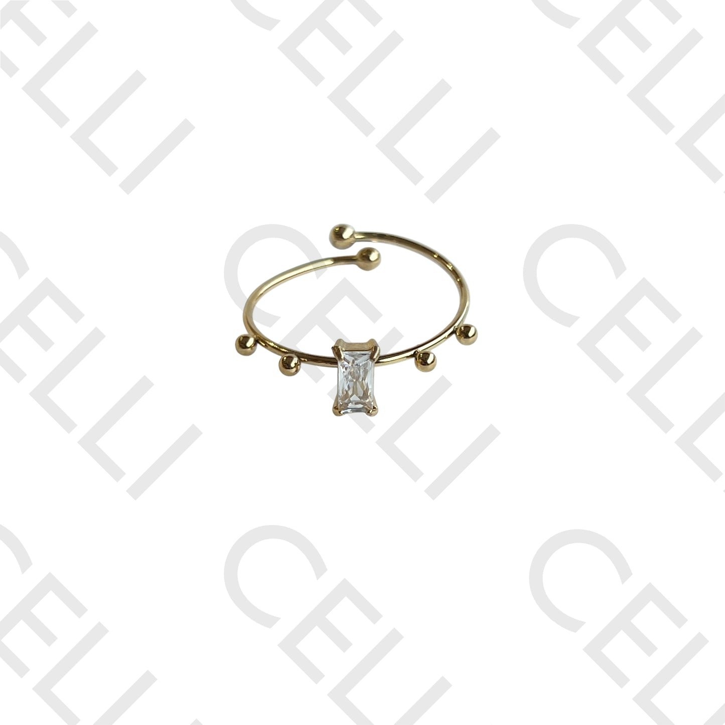 钢制戒指 - 闪亮矩形