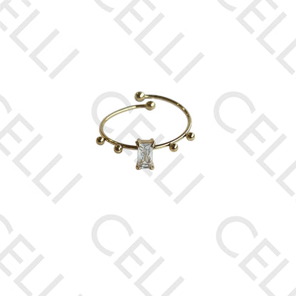 钢制戒指 - 闪亮矩形