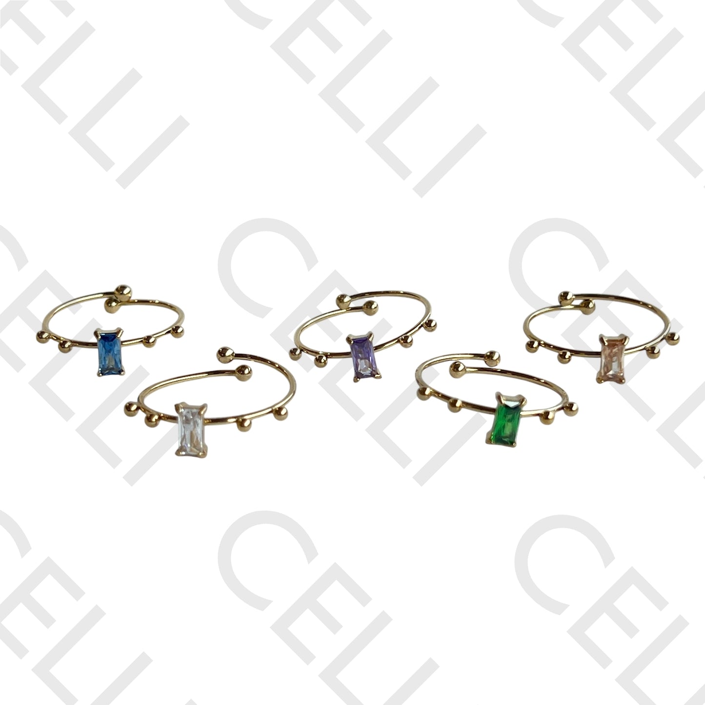 钢制戒指 - 闪亮矩形