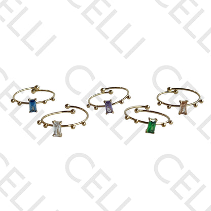 钢制戒指 - 闪亮矩形