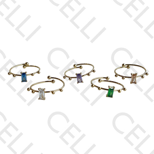 钢制戒指 - 闪亮矩形