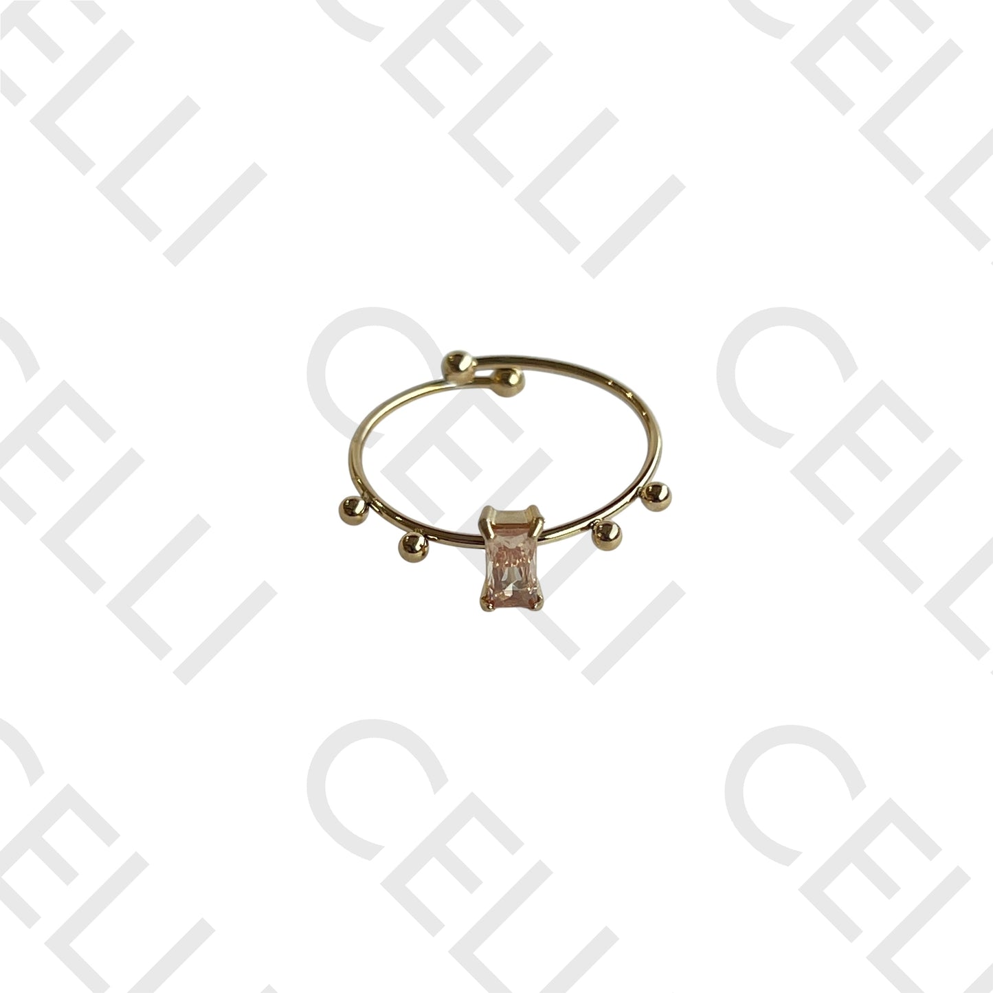 钢制戒指 - 闪亮矩形