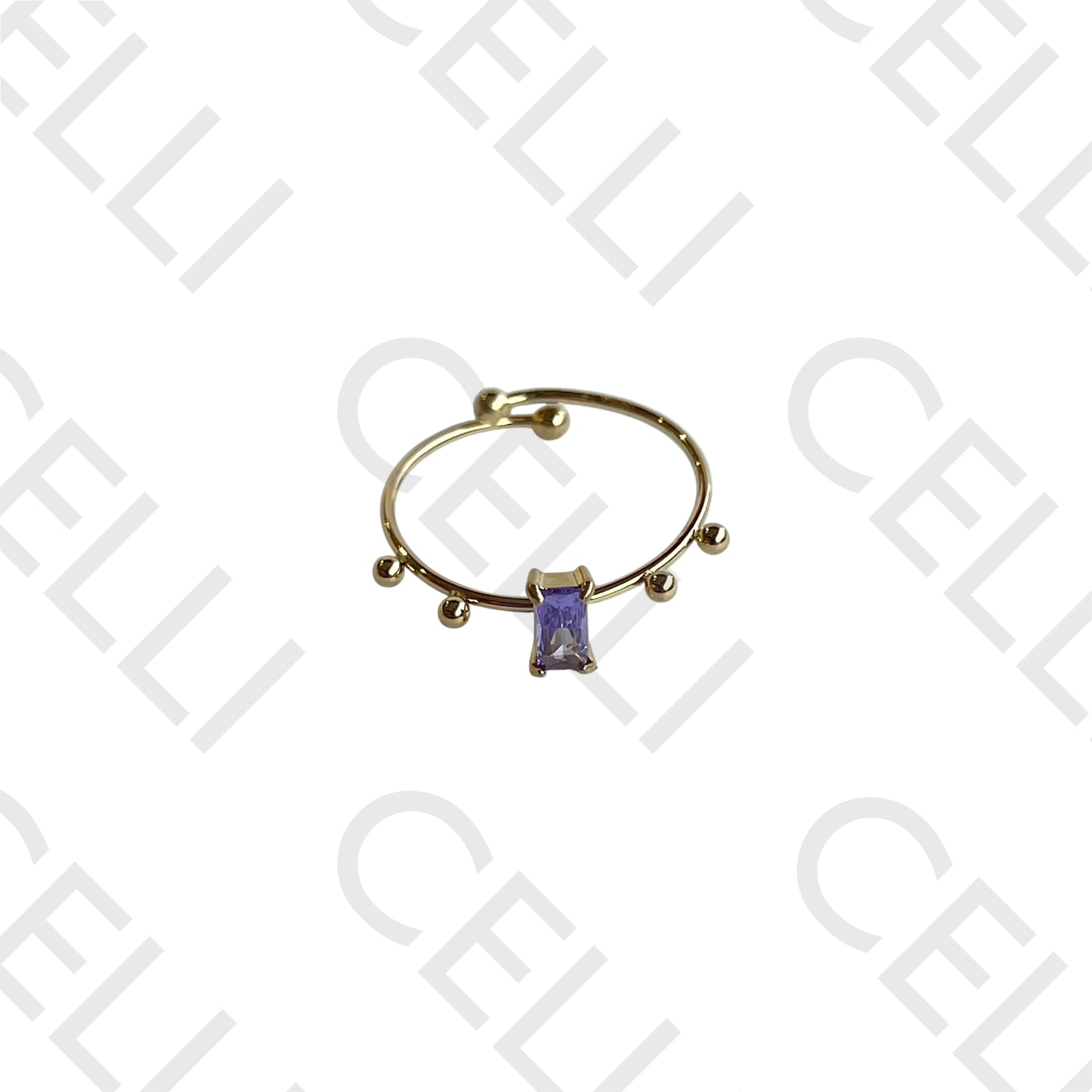 钢制戒指 - 闪亮矩形