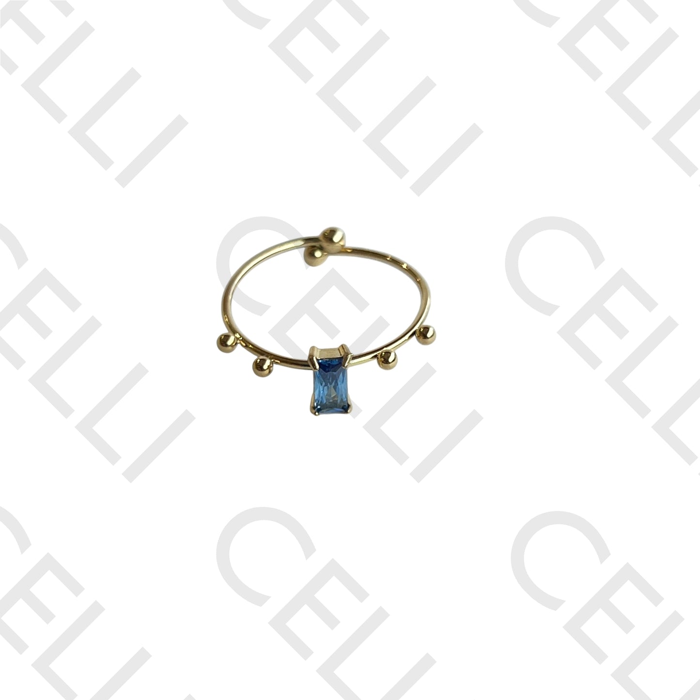 钢制戒指 - 闪亮矩形