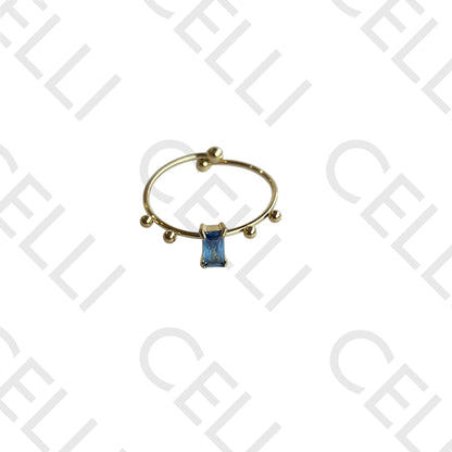 钢制戒指 - 闪亮矩形