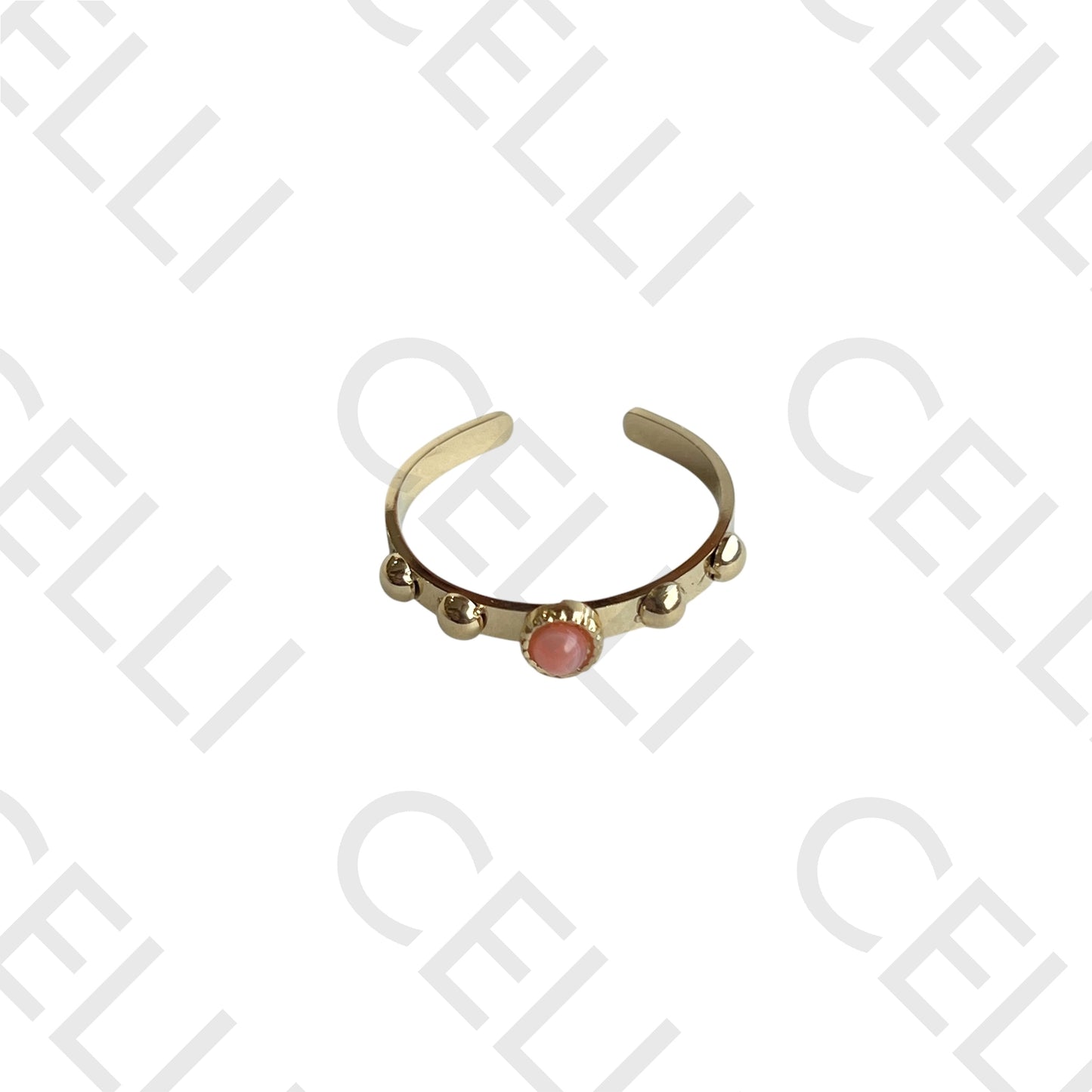 Anel de Aço - pedra natural redondo