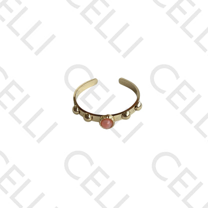 Anel de Aço - pedra natural redondo