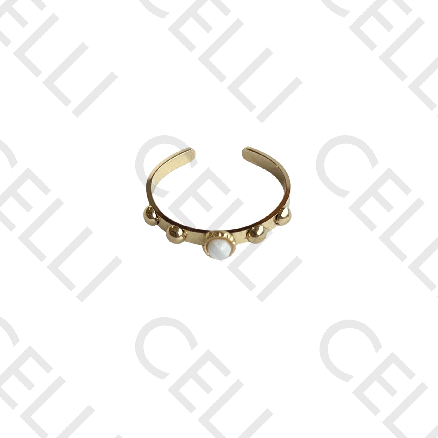 Anel de Aço - pedra natural redondo