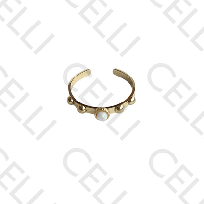 Anel de Aço - pedra natural redondo