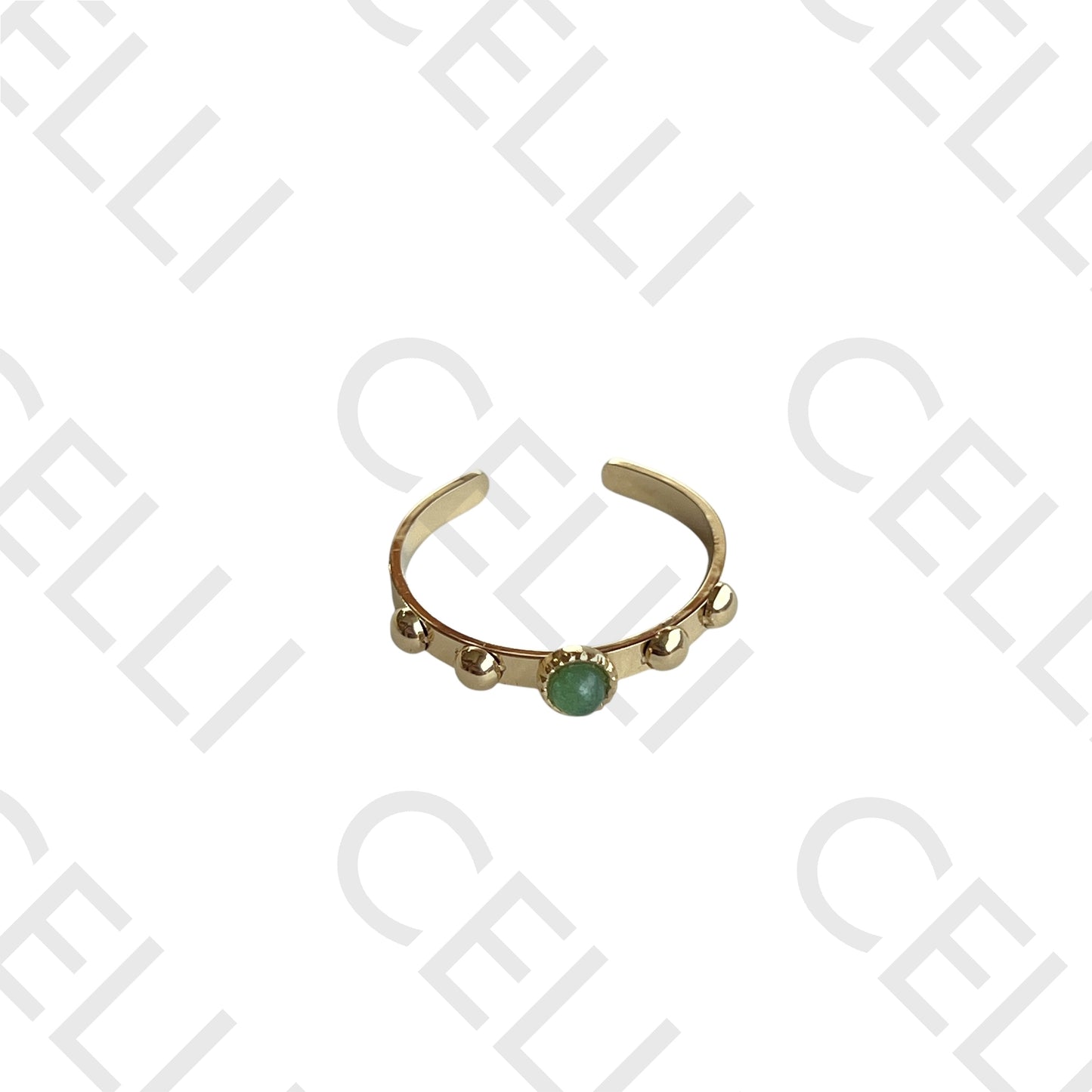 Anel de Aço - pedra natural redondo