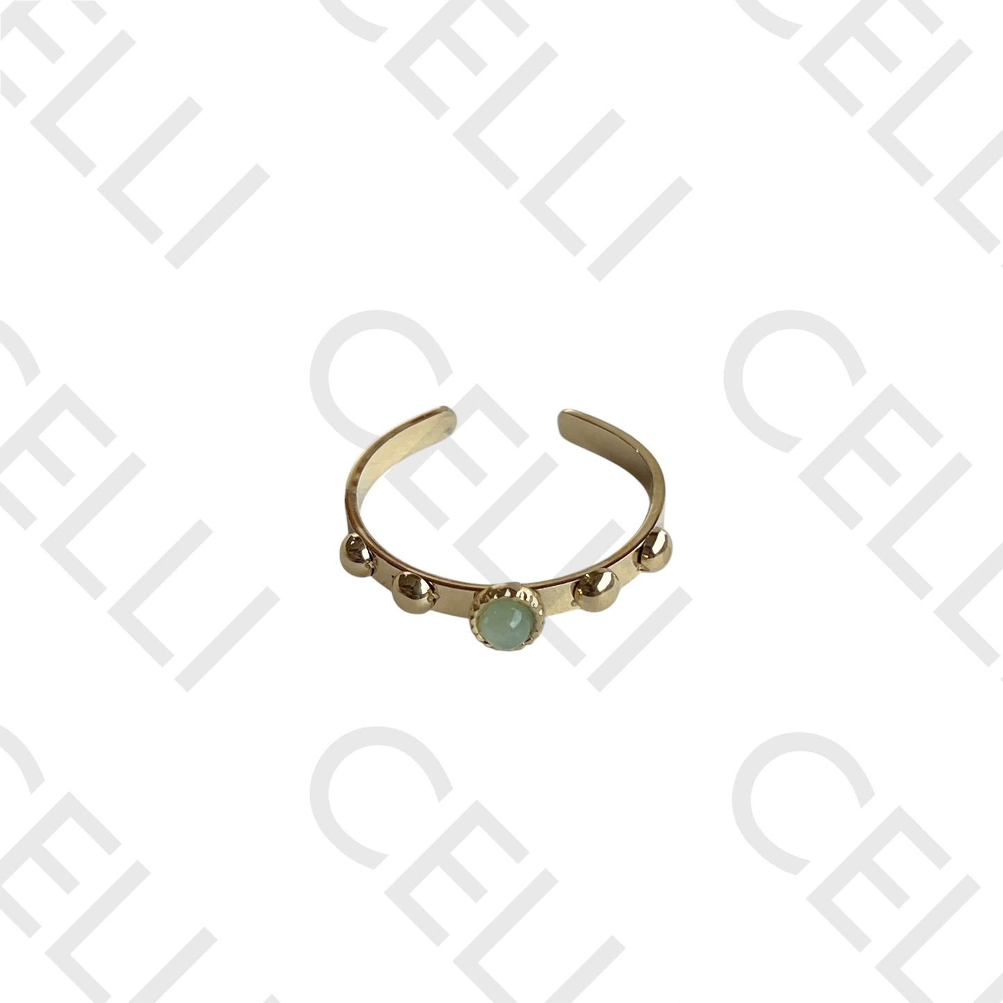 Anel de Aço - pedra natural redondo