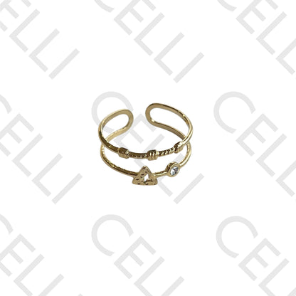 Anillo de acero - doble con estrella y diamantes