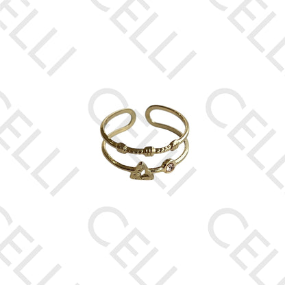 Anillo de acero - doble con estrella y diamantes