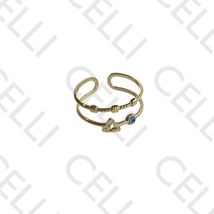 Anillo de acero - doble con estrella y diamantes