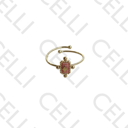 Steel Ring - Rectangular Natural Stone