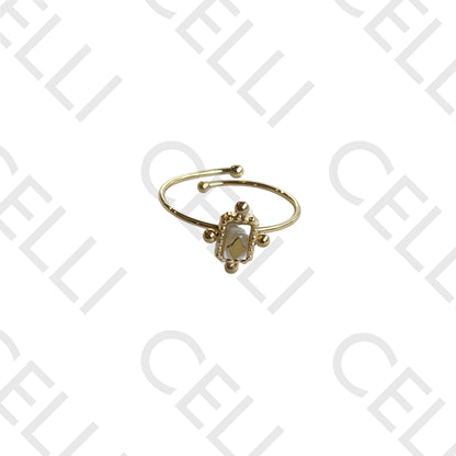 Steel Ring - Rectangular Natural Stone