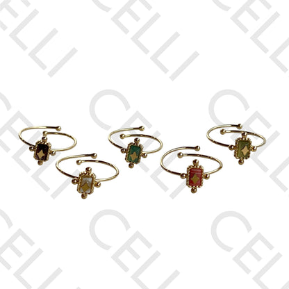 Steel Ring - Rectangular Natural Stone