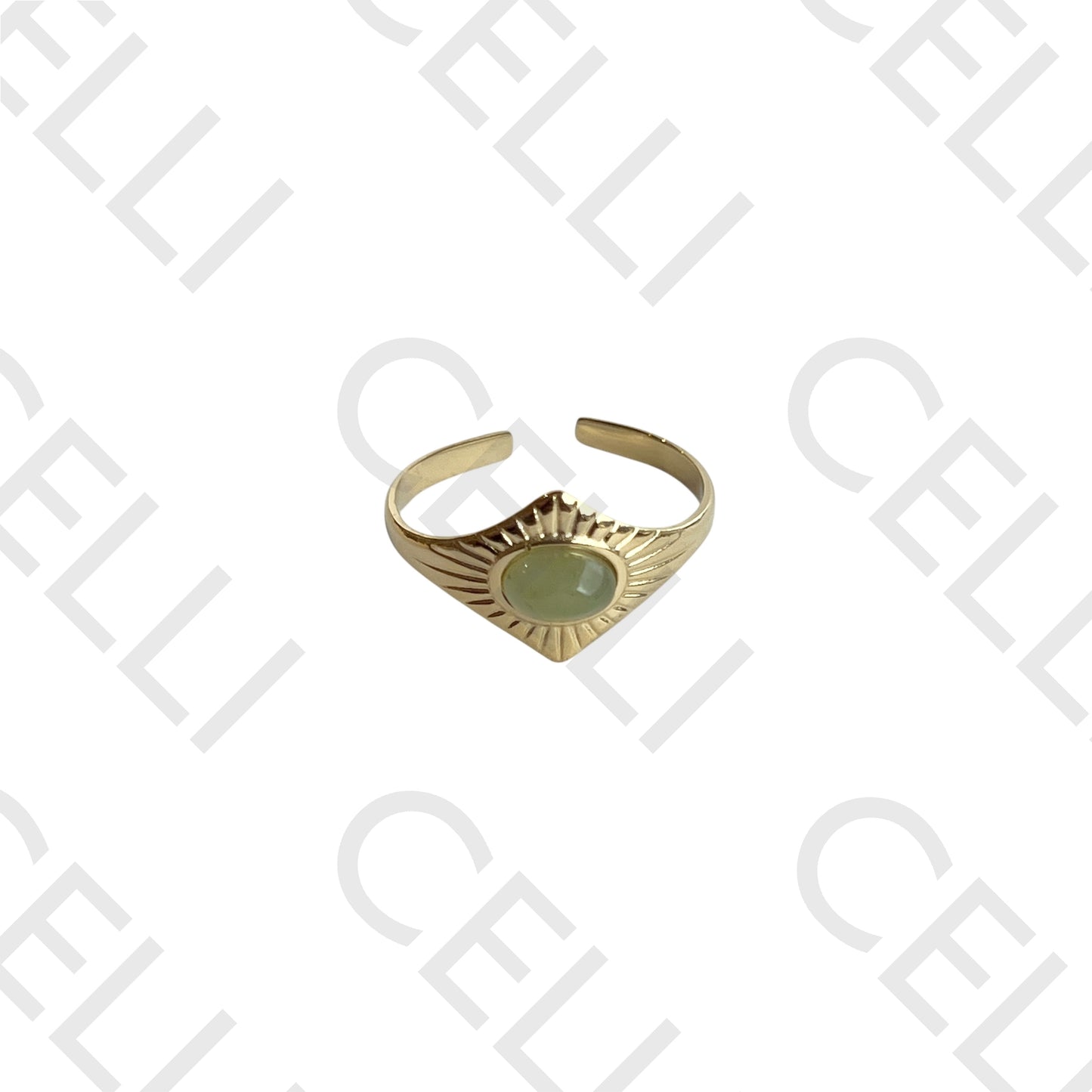 钢制戒指 - 带天然宝石的菱形