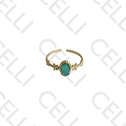 Steel Ring - Oval Natural Stone