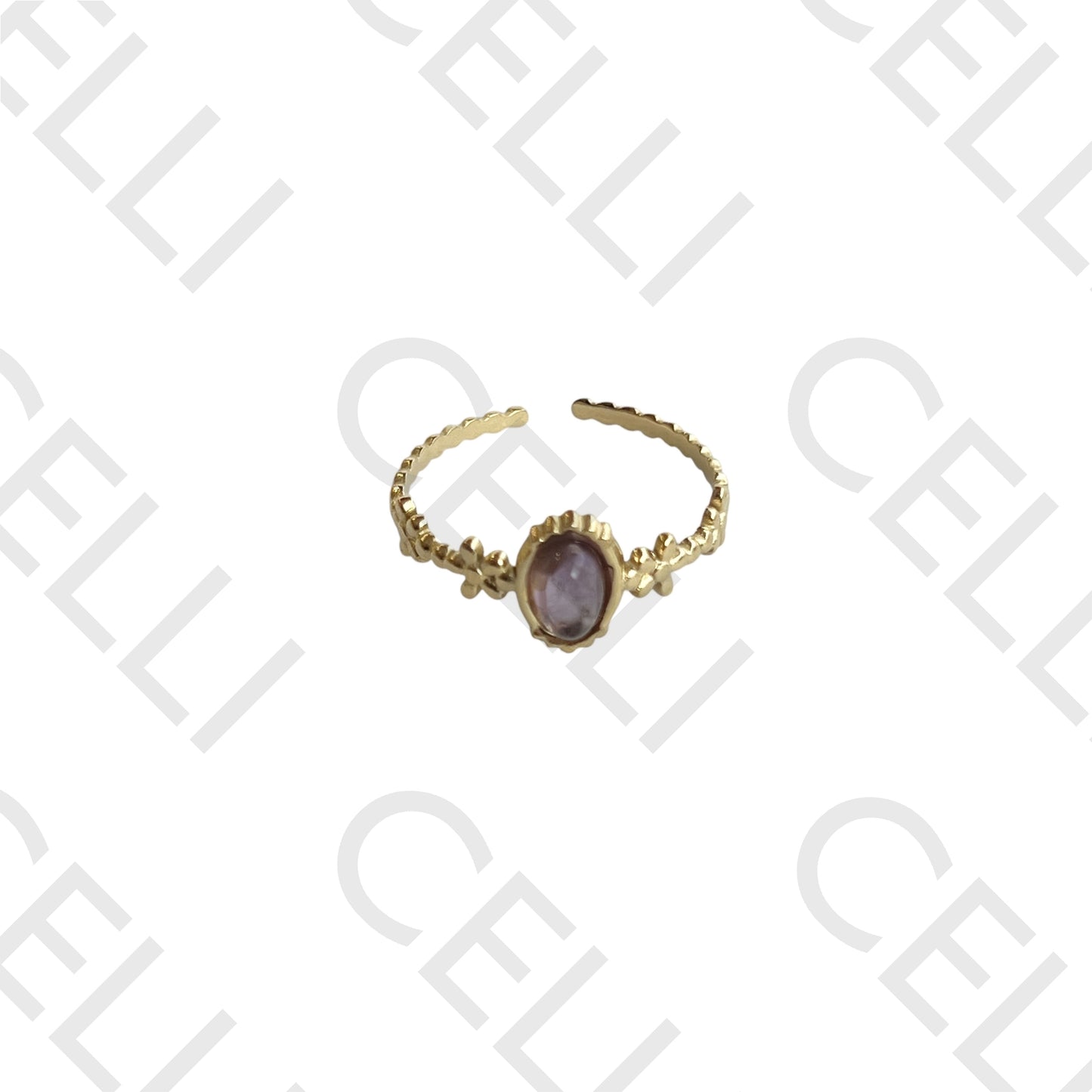 Steel Ring - Oval Natural Stone