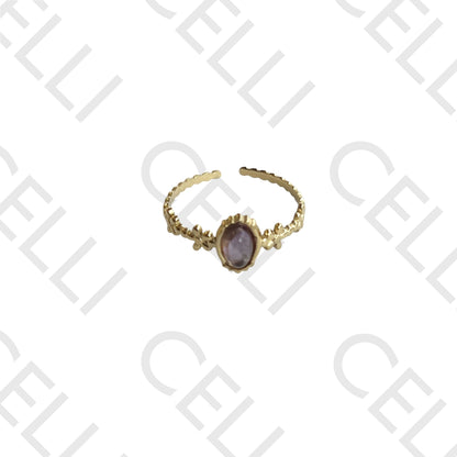 Steel Ring - Oval Natural Stone