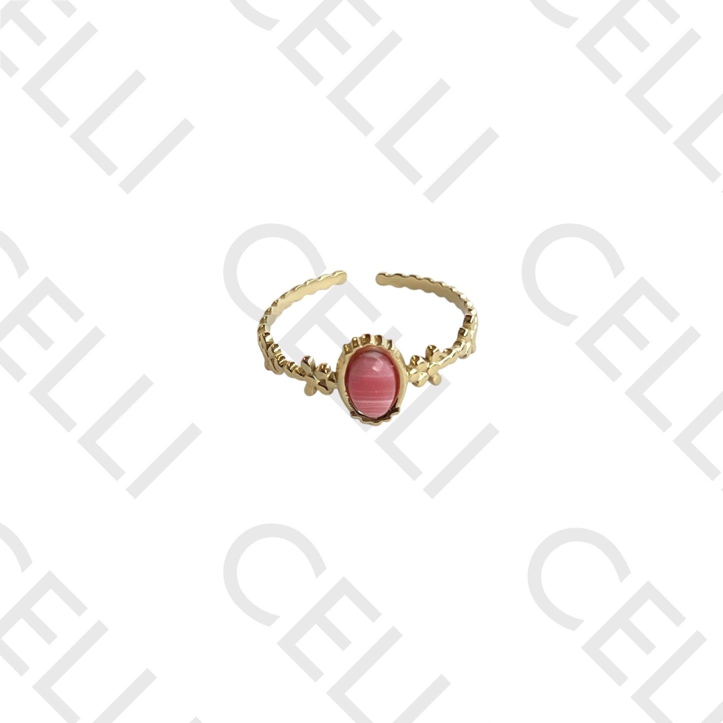 Steel Ring - Oval Natural Stone