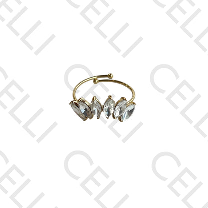 Anel de Aço - brilhantes em coroa