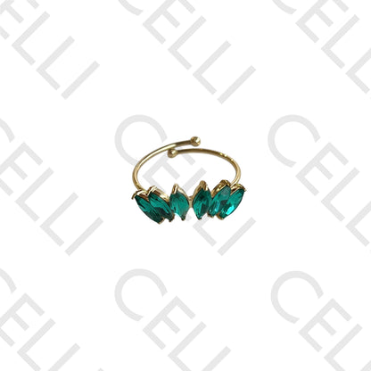 Anel de Aço - brilhantes em coroa