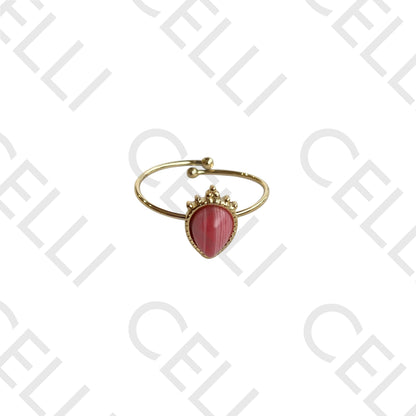 Steel Ring - Natural Stone Drop