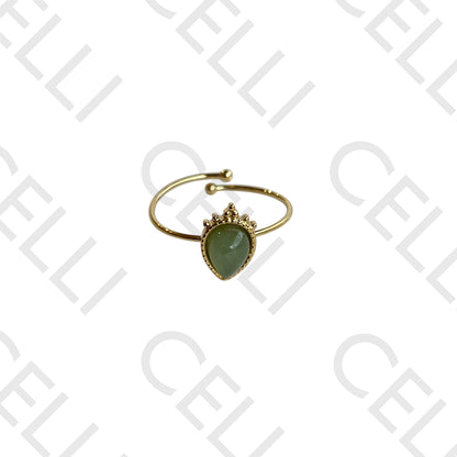 Steel Ring - Natural Stone Drop